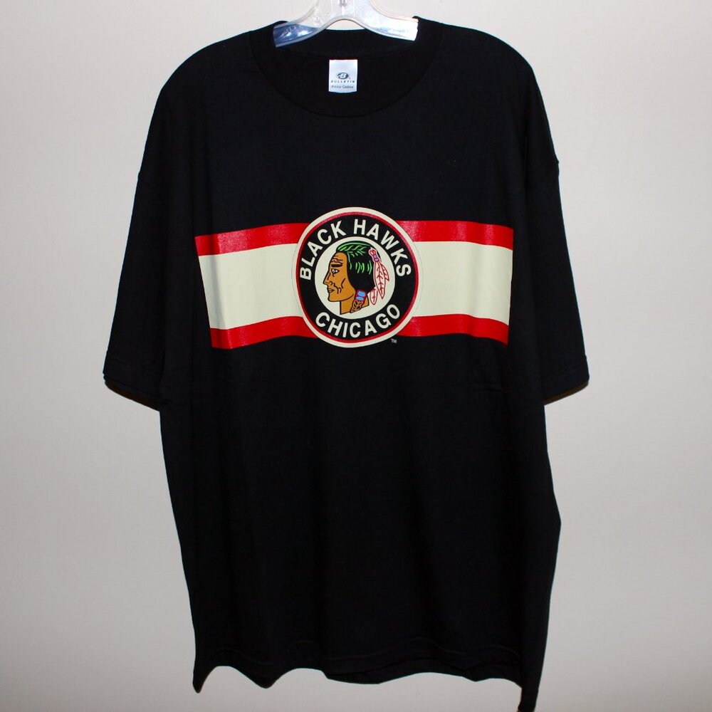 3/$77❤️mint unworn vintage 2001? Bulletin Chicago Blackhawks black t-shirt XXL